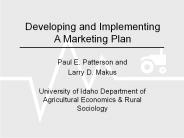 Developing and Implementing A Marketing Plan