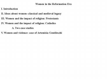 Women in the Reformation Era