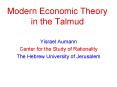 Modern Economic Theory in the Talmud PowerPoint PPT Presentation