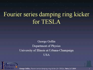 Fourier series damping ring kicker for TESLA