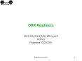 ORR Readiness PowerPoint PPT Presentation