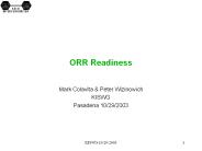 ORR Readiness