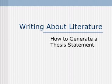Writing About Literature