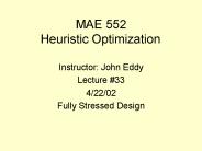 MAE 552 Heuristic Optimization