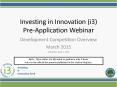 Investing in Innovation (i3) Pre-Application Webinar PowerPoint PPT Presentation