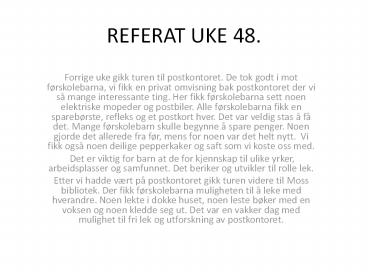 REFERAT UKE 48.