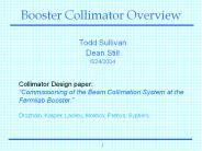 Booster Collimator Overview
