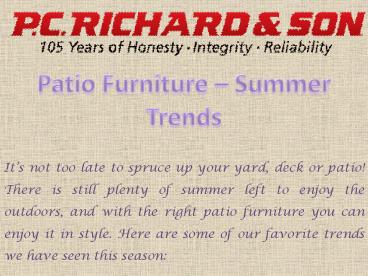 Patio furniture - Summer Trends