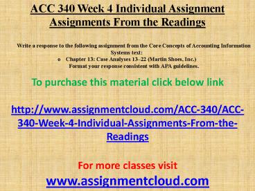 ACC 340 Week 4 Individual Assignment Assignments From the Readings ...