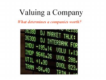 Valuing a Company