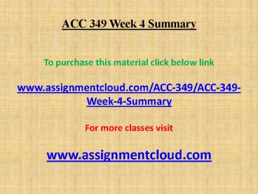 ACC 349 Week 4 Summary