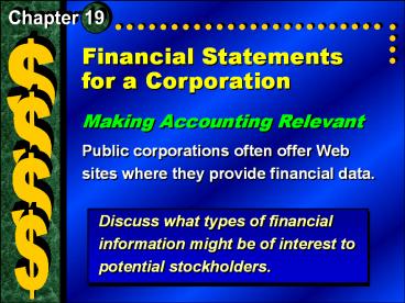 Financial Statements for a Corporation