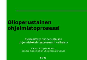 Olioperustainen ohjelmistoprosessi