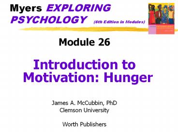 Myers EXPLORING PSYCHOLOGY  (6th Edition in Modules)