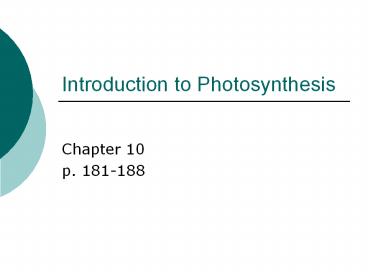 Introduction to Photosynthesis