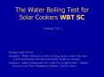 The Water Boiling Test for Solar Cookers WBT SC PowerPoint PPT Presentation