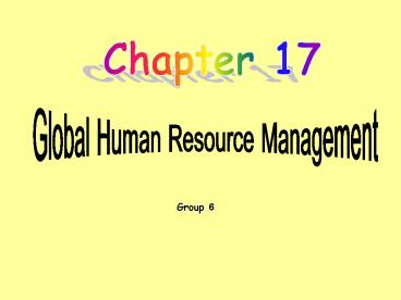 Global Human Resource Management