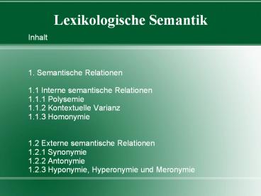 Lexikologische Semantik