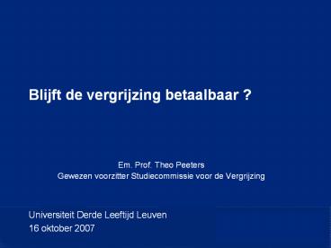 Em. Prof. Theo Peeters