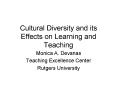 Cultural Diversity and its Effects on Learning and Teaching PowerPoint PPT Presentation
