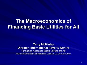 The Macroeconomics of Financing Basic Utilities for All