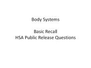 Body Systems  Basic Recall HSA Public Release Questions