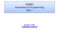 CS001 Introduction to Programming Day 1 PowerPoint PPT Presentation