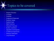 Topics to be covered