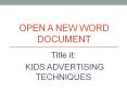 Open a new word document PowerPoint PPT Presentation