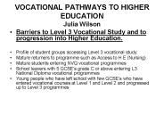 VOCATIONAL PATHWAYS TO HIGHER EDUCATION Julia Wilson