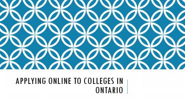 Applying Online to Colleges in Ontario