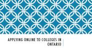Applying Online to Colleges in Ontario