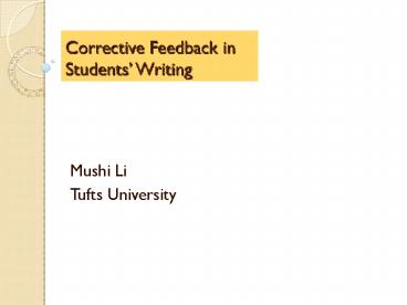 Corrective Feedback in Students