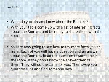 What do you already know about the Romans?