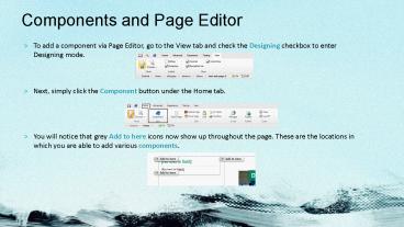 Components and Page Editor