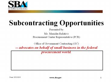 Subcontracting Opportunities