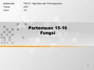 Pertemuan 15-16 Fungsi