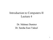 Introduction to Computers II Lecture 4
