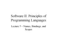 Software II: Principles of Programming Languages
