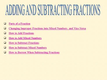 ADDING AND SUBTRACTING FRACTIONS