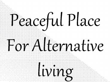 Peaceful Place For Alternative living