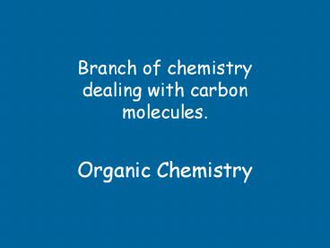 Organic Chemistry