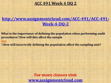 ACC 491 Week 4 Individual Assignments From the Text