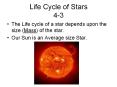 Life Cycle of Stars 4-3 PowerPoint PPT Presentation