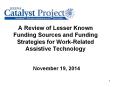 A Review of Lesser Known Funding Sources and Funding Strategies for Work-Related Assistive Technology PowerPoint PPT Presentation