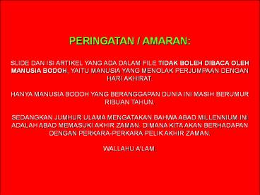 PERHITUNGAN UMUR UMAT ISLAM