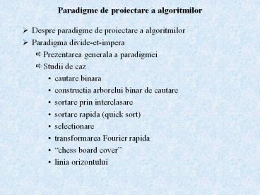 Paradigme de proiectare a algoritmilor
