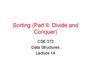 Sorting (Part II: Divide and Conquer)