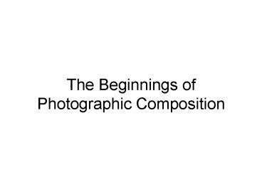 The Beginnings of Photographic Composition