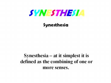 SYNESTHESIA